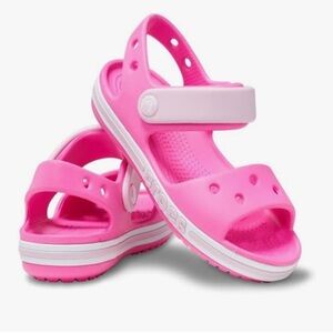 Baby Girl CROCS Toddler Velcro Straps Sandals Flip Flops Shoes 7 23 Pink Walker